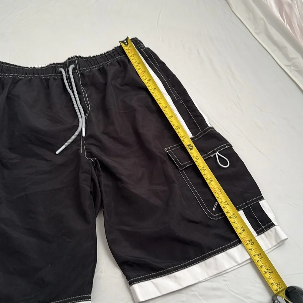 Hanalei Bay black and white mesh lined swim trunks